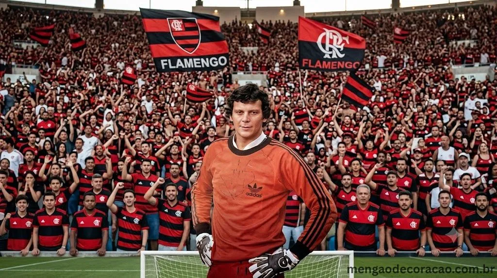 Raul plasmann junto dos torcedores do flamengo