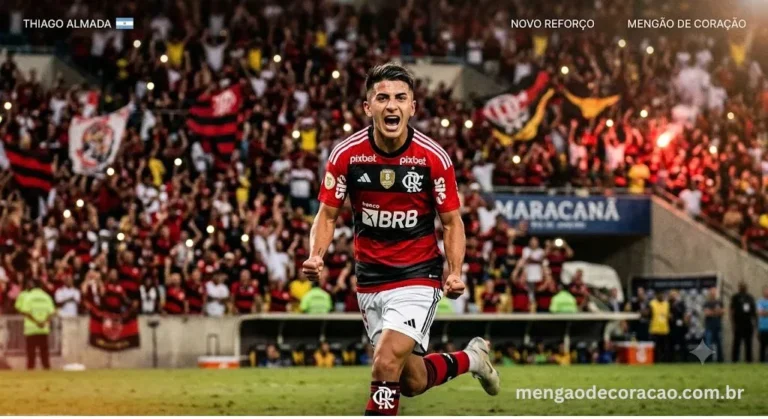 Thiago Almada celebrando gol com a camisa do Flamengo no Maracanã — Novo reforço Rubro-Negro